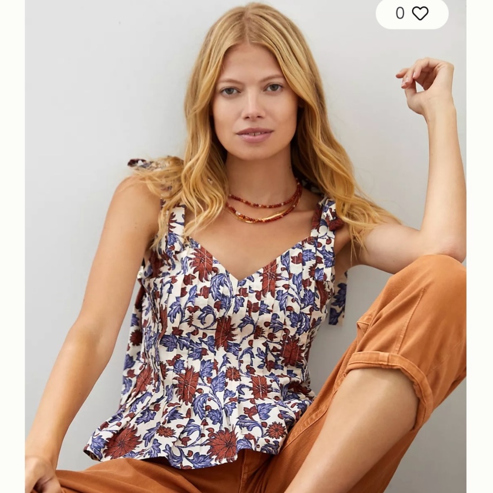 Anthropologie Forever that Girl Tie strap peplum tank